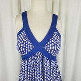 Boden CrissCross Halter Summer Twirl Dress Sundress Womans 4 Blue Geometric