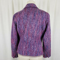 Coldwater Creek Woven Mottled Boucle Textured Blazer Jacket Womens XS Tulle Trim