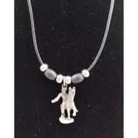 Paul Revere's Ride Pewter Silver Black Rope Bead Necklace Pendant Charm Souvenir