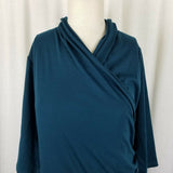 Matti Mamane Green Ruffled Ruched Faux Wrap Jersey Knit Dress Womens 3 L NWT