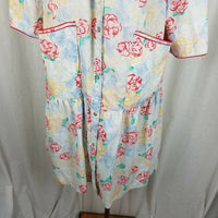 Models Coat Vintage 80s Nightgown House Dress MuuMuu Womens L Snap Up Front