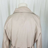 Esprit Short Belted Trench Rain Coat Jacket All Weather Womens L Black & Tan