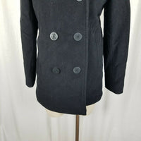 LL Bean Black Wool Insulated Double Breasted Peacoat Jacket Short Coat Womens 10