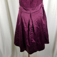 The Limited Lace Satin Plunge VBack Fit & Flare Cocktail Purple Dress Womens 10