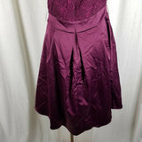 The Limited Lace Satin Plunge VBack Fit & Flare Cocktail Purple Dress Womens 10