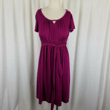 Oh Baby Motherhood Maternity Belted Tie Empire Keyhole Waist Dress Womens S