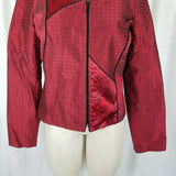 Canvasbacks Metallic Silk Sheen Zip Up Blazer Jacket Womens 8 Textured Patchwork