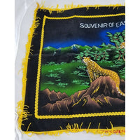 50s Souvenir East Africa Cheetah Leopard Hand Painted Black Velvet Pillow Cover