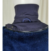 Sears Deep Pile Fur Insulated Trench Coat Mens 44 Removable Zip Liner Navy Blue