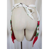 Vintage Christmas Wreath Pinecones Bells Red APRON Mid Century Textile Cotton