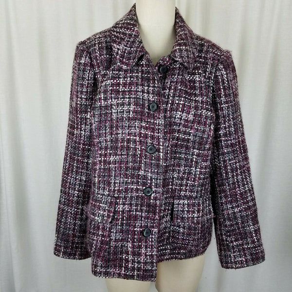 The Tog Shop Petites Woven Mottled Tweed Crosshatch Jacket Blazer Womens 18P