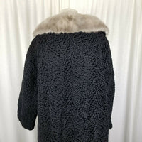 Vintage Lustrelam Persian Lambs Wool Fur Muff Collar MCM Peacoat Coat Womens M