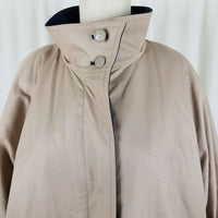 London Fog Funnel Neck Insulated Long Trench Coat Womens 12 Wool Zip Out Liner