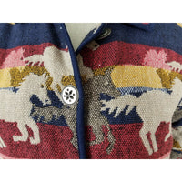 Jane Ashley Petites Woven Jacket Southwestern Tapestry Horses Blazer Womens PL