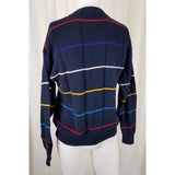 Vintage Jantzen Sport Knit SWEATER Striped Ribbed Crewneck Pullover Mens M Blue