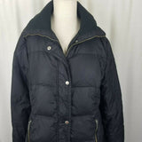 Michael Kors Black Goose Down Jacket Parka Coat Womens L Puffer Knit Collar