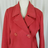 LL Bean Wool Cashmere Double Breasted Peacoat Jacket Short Coat Womens 6P Coral