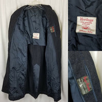 Roger Brooks Heritage Cheviot Herringbone Tweed Wool Peacoat Mens L Vintage Coat