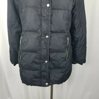 Michael Kors Black Goose Down Jacket Parka Coat Womens L Puffer Knit Collar
