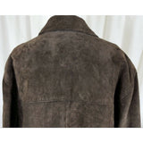 Dockers Brown Brushed Leather Suede Rancher Coat Mens XL Quilted Long Jacket