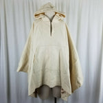 Banana Republic Hooded Wool Pullover Kangaroo Pocket Poncho Cape Womens M Ivory