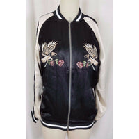 Pacsun Kendall & Kylie Embroidered Eagles Roses Satin Bomber Jacket Womens S