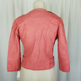 Bar III Vegan Faux Leather Berkeley Cropped Motorcycle Moto Jacket Womens M Pink