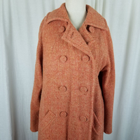 Vintage Vogue Couturier Dbl Breasted Herringbone Wool Peacoat Womens S Handmade