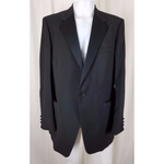 Vintage After Six Black Wool Single Button Tuxedo Suit Jacket TUX Satin Mens 43R