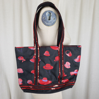 Red Hat Society Large Tote Shoulder Bag Purse Black Red Purple Sequins Bling