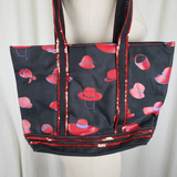 Red Hat Society Large Tote Shoulder Bag Purse Black Red Purple Sequins Bling