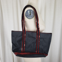 Red Hat Society Large Tote Shoulder Bag Purse Black Red Purple Sequins Bling