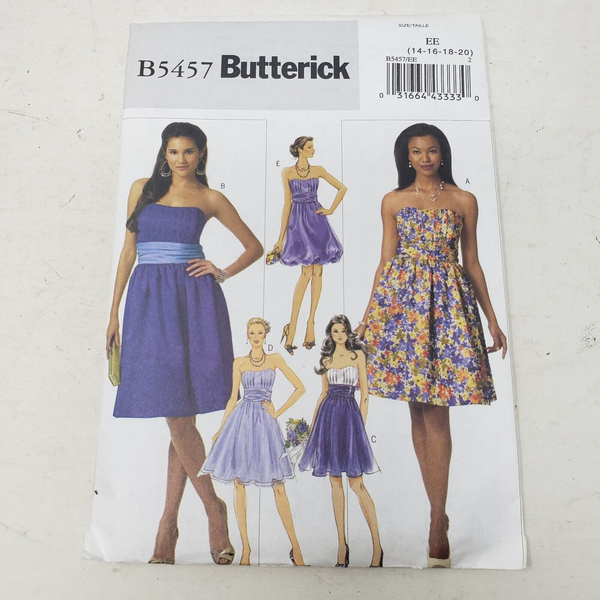 BUTTERICK Sewing Pattern B5457 Womens 14-16-18-20 Formal Fit & Flare Twirl Dress