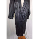 JCPenney Black Leather Maxi Motorcycle Biker Duster Long Trench Coat Womens S