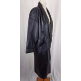 JCPenney Black Leather Maxi Motorcycle Biker Duster Long Trench Coat Womens S