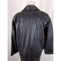 JCPenney Black Leather Maxi Motorcycle Biker Duster Long Trench Coat Womens S