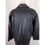 JCPenney Black Leather Maxi Motorcycle Biker Duster Long Trench Coat Womens S