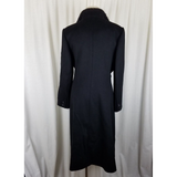 Vintage Lorendale Black 100% Pure Wool Fur Collar Maxi Swing Peacoat Womens 12