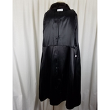 Vintage Lorendale Black 100% Pure Wool Fur Collar Maxi Swing Peacoat Womens 12