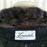 Vintage Lorendale Black 100% Pure Wool Fur Collar Maxi Swing Peacoat Womens 12