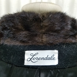 Vintage Lorendale Black 100% Pure Wool Fur Collar Maxi Swing Peacoat Womens 12