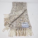 Vintage Studio Donegal Tweed Wool Knit Fringe Scarf Handcrafted Handwoven Tan