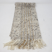 Vintage Studio Donegal Tweed Wool Knit Fringe Scarf Handcrafted Handwoven Tan