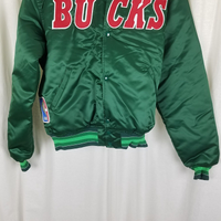 Milwaukee Bucks Vintage Starter Green Satin Bomber Jacket Mens M NBA 80s 90s USA