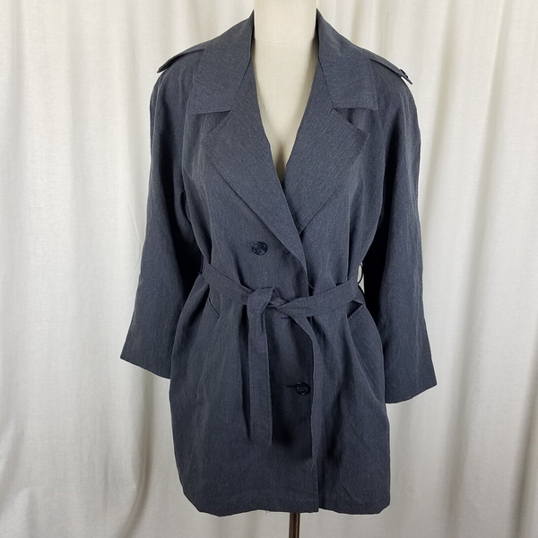 Vintage J&H Fashions Double Breasted Belted Military 70s Trench Coat Womens 8