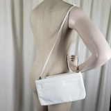 Anne Klein Calderon White Leather Shoulder Bag Handbag Purse Crossbody Clutch