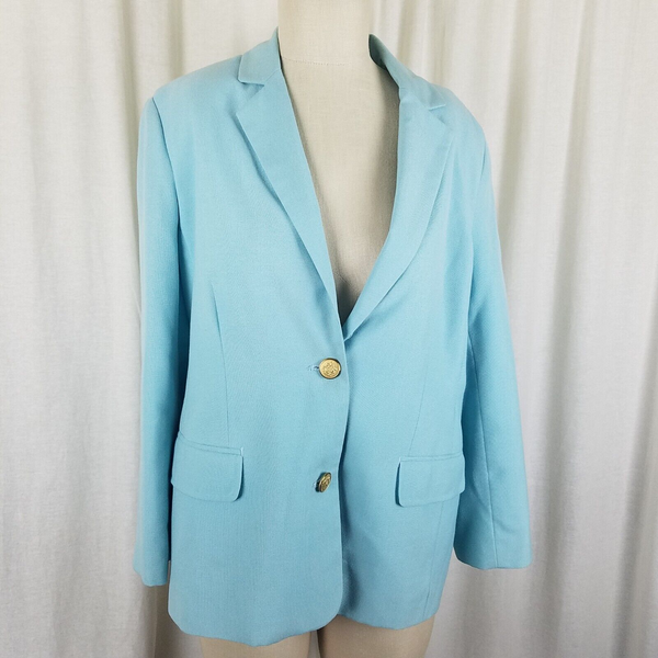 Vintage Tog Shop Jacket Blazer Womens 14P Riding Equestrian 2 Gold Buttons Blue