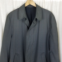 Vintage London Fog Clipper Mill Plaid Placket Front Trenchcoat Mens 40R Gray