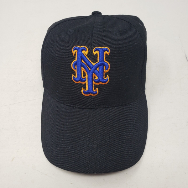 Vintage New York Mets NY Strapback Hat Cap Mens OS Rare Colorway 90s Black Blue