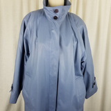 Vintage London Fog Wamsutta Funnel Neck Long Trench Coat Womens 6 Powder Blue